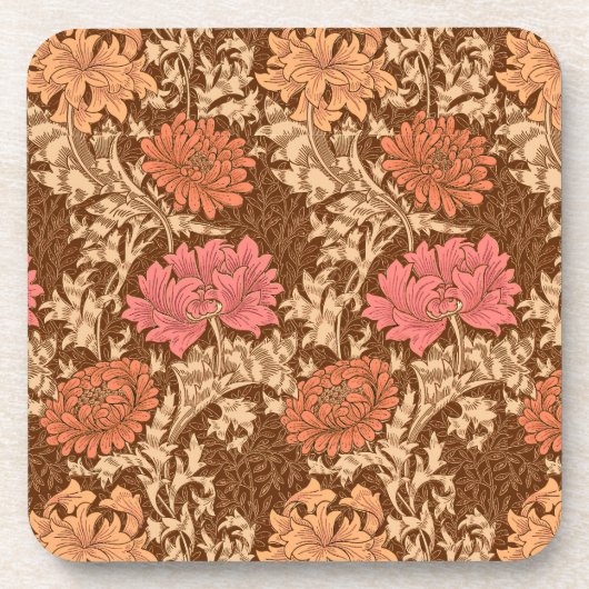 William Morris Chrysanthemums, Brown en Rust Bier Onderzetter (Voorkant)