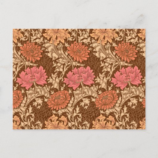 William Morris Chrysanthemums, Brown en Rust Briefkaart (Voorkant)
