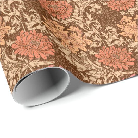 William Morris Chrysanthemums, Brown en Rust Cadeaupapier (Rol Hoek)