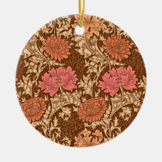 William Morris Chrysanthemums, Brown en Rust Cera Keramisch Ornament (Voorkant)
