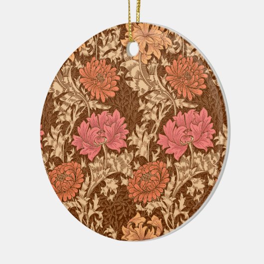 William Morris Chrysanthemums, Brown en Rust Cera Keramisch Ornament (Links)