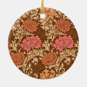 William Morris Chrysanthemums, Brown en Rust Cera Keramisch Ornament
