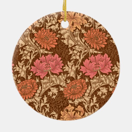 William Morris Chrysanthemums, Brown en Rust Cera Keramisch Ornament (Achterkant)