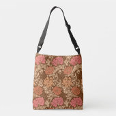 William Morris Chrysanthemums, Brown en Rust Crossbody Tas (Achterkant)