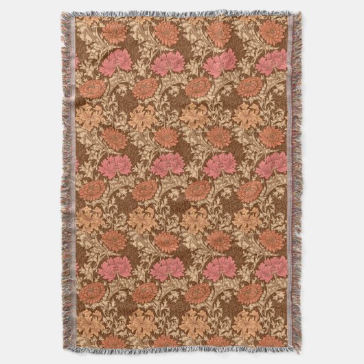 William Morris Chrysanthemums, Brown en Rust Deken (Voorkant Verticaal)