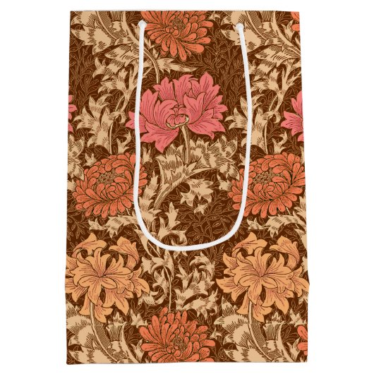 William Morris Chrysanthemums, Brown en Rust Medium Cadeauzakje (Achterkant)