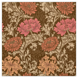 William Morris Chrysanthemums, Brown en Rust Stof