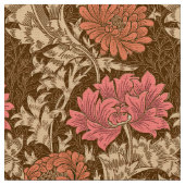 William Morris Chrysanthemums, Brown en Rust Stof (Close Up)