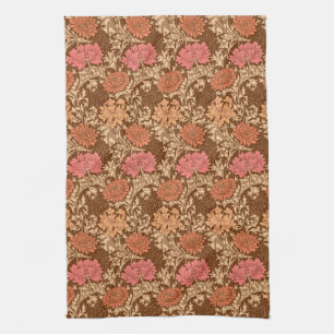 William Morris Chrysanthemums, Brown en Rust Theedoek