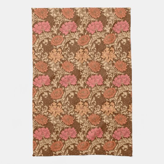 William Morris Chrysanthemums, Brown en Rust Theedoek (Verticaal)