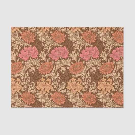William Morris Chrysanthemums, Brown en Rust Tissuepapier (Voorkant)