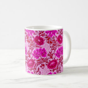 William Morris Chrysanthemums, Burgundy en Pink C Koffiemok