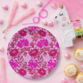 William Morris Chrysanthemums Burgundy en Pink Papieren Bordje (Feest)