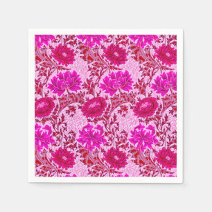 William Morris Chrysanthemums Burgundy en Pink Servet