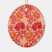 William Morris Chrysanthemums, Coral Oranje Keramisch Ornament (Links)