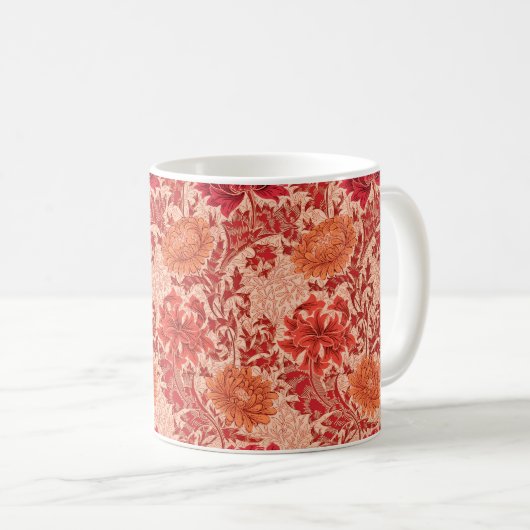 William Morris Chrysanthemums, Coral Oranje Koffiemok (Voorkant rechts)
