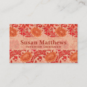 William Morris Chrysanthemums, Coral Oranje Visitekaartje
