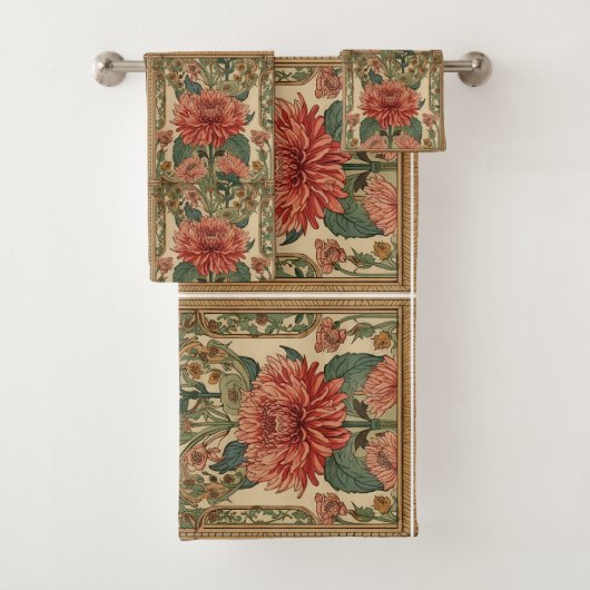  William Morris Chrysanthemums Floral Art Nouveau  Bad Handdoek (Insitu)