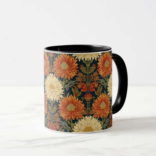 William Morris Chrysanthemums Floral Art Nouveau Mok (Voorkant rechts)