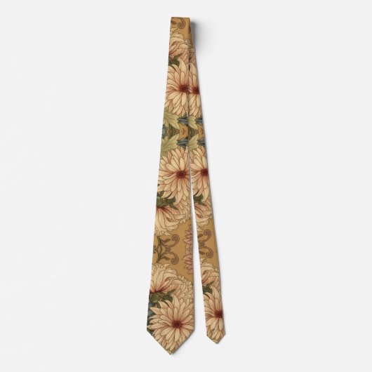 William Morris Chrysanthemums Floral Art Nouveau Stropdas (Voorkant)