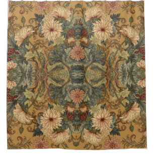William Morris Chrysanthemums Florale Art Nouveau Douchegordijn