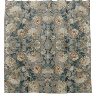 William Morris Chrysanthemums Florale Art Nouveau Douchegordijn