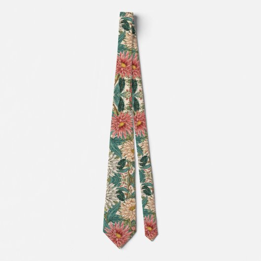 William Morris Chrysanthemums Florale Art Nouveau Stropdas (Voorkant)