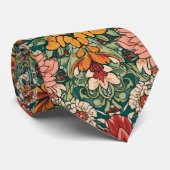 William Morris Chrysanthemums Florale Art Nouveau Stropdas (Opgerold)
