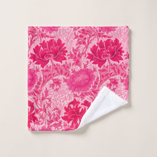William Morris Chrysanthemums, Fuchsia Pink Bad Handdoek (Wasdoekje)