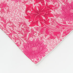 William Morris Chrysanthemums, Fuchsia Pink Fleece Deken
