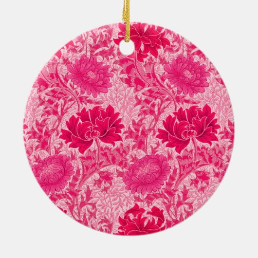 William Morris Chrysanthemums, Fuchsia Pink Keramisch Ornament (Achterkant)