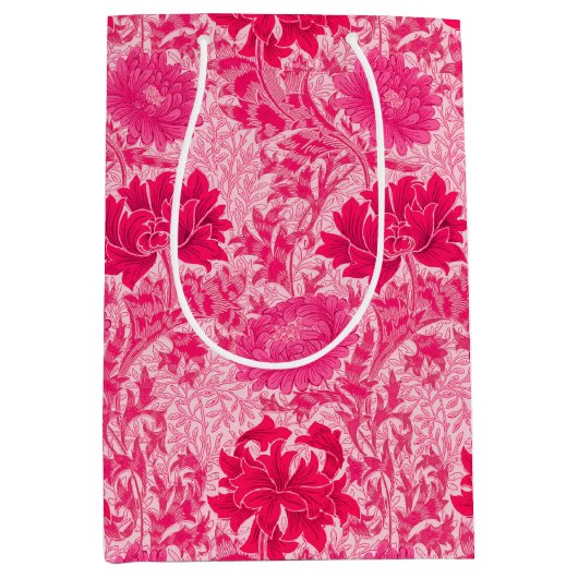 William Morris Chrysanthemums, Fuchsia Pink Medium Cadeauzakje (Voorkant)