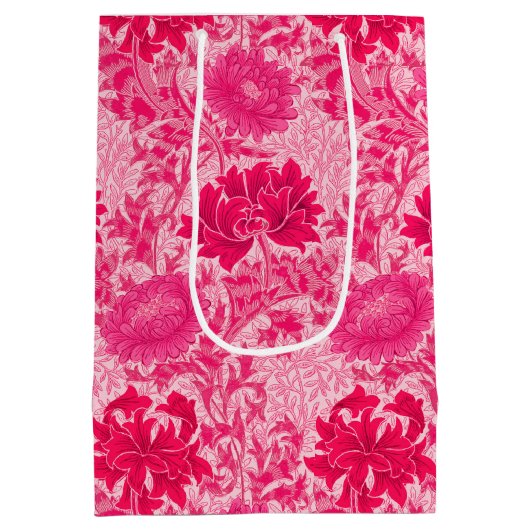 William Morris Chrysanthemums, Fuchsia Pink Medium Cadeauzakje (Achterkant)