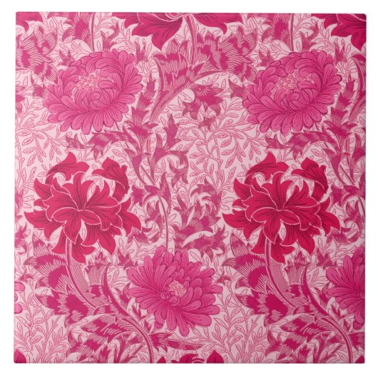 William Morris Chrysanthemums, Fuchsia Pink Tegeltje (Voorkant)