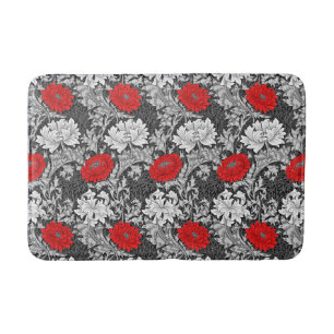 William Morris Chrysanthemums, Grey en Red Badmat