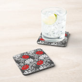 William Morris Chrysanthemums, Grey en Red Bier Onderzetter (Rechterzijde)