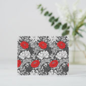 William Morris Chrysanthemums, Grey en Red Briefkaart (Staand voorkant)