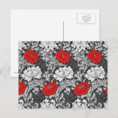 William Morris Chrysanthemums, Grey en Red Briefkaart (Voorkant / Achterkant)