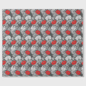 William Morris Chrysanthemums, Grey en Red Cadeaupapier (Vlak)