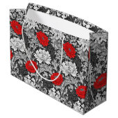 William Morris Chrysanthemums, Grey en Red Groot Cadeauzakje (Achterkant Gekanteld)