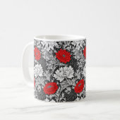William Morris Chrysanthemums, Grey en Red Koffiemok (Voorkant links)