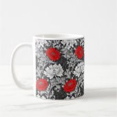 William Morris Chrysanthemums, Grey en Red Koffiemok (Links)