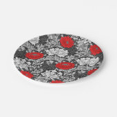 William Morris Chrysanthemums, Grey en Red Papieren Bordje (Gekanteld)