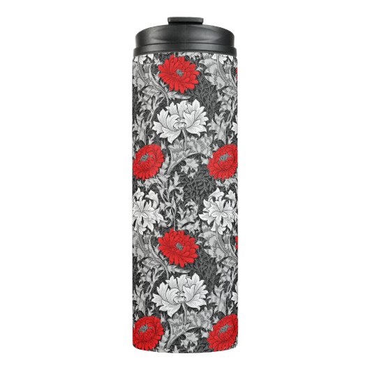 William Morris Chrysanthemums, Grey en Red Thermosbeker (Voorkant)
