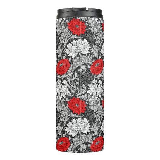 William Morris Chrysanthemums, Grey en Red Thermosbeker (Achterkant)