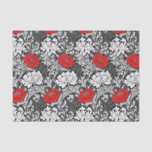 William Morris Chrysanthemums, Grey en Red Tissuepapier