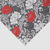 William Morris Chrysanthemums, Grey en Red Tissuepapier (Detail)
