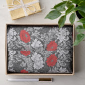 William Morris Chrysanthemums, Grey en Red Tissuepapier (Geschenk)