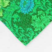 William Morris Chrysanthemums, Lichtgroen & Aqua Fleece Deken (Hoek)