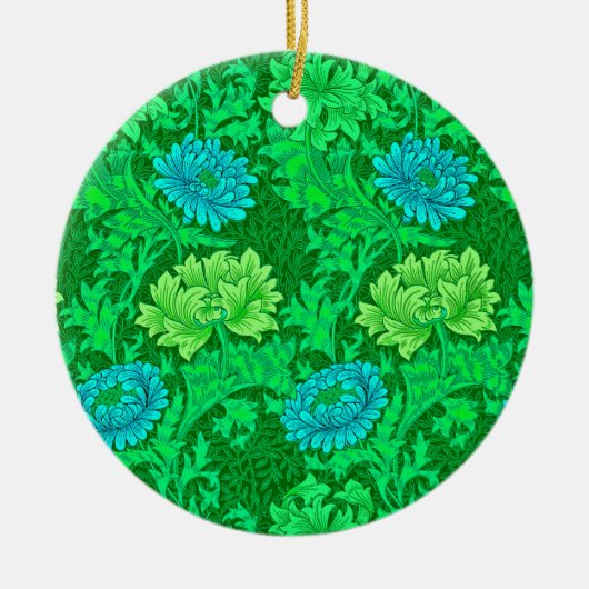 William Morris Chrysanthemums, Lime Green & Aqua C Keramisch Ornament (Voorkant)